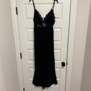 Black Lace-Trim Slip Jumpsuit